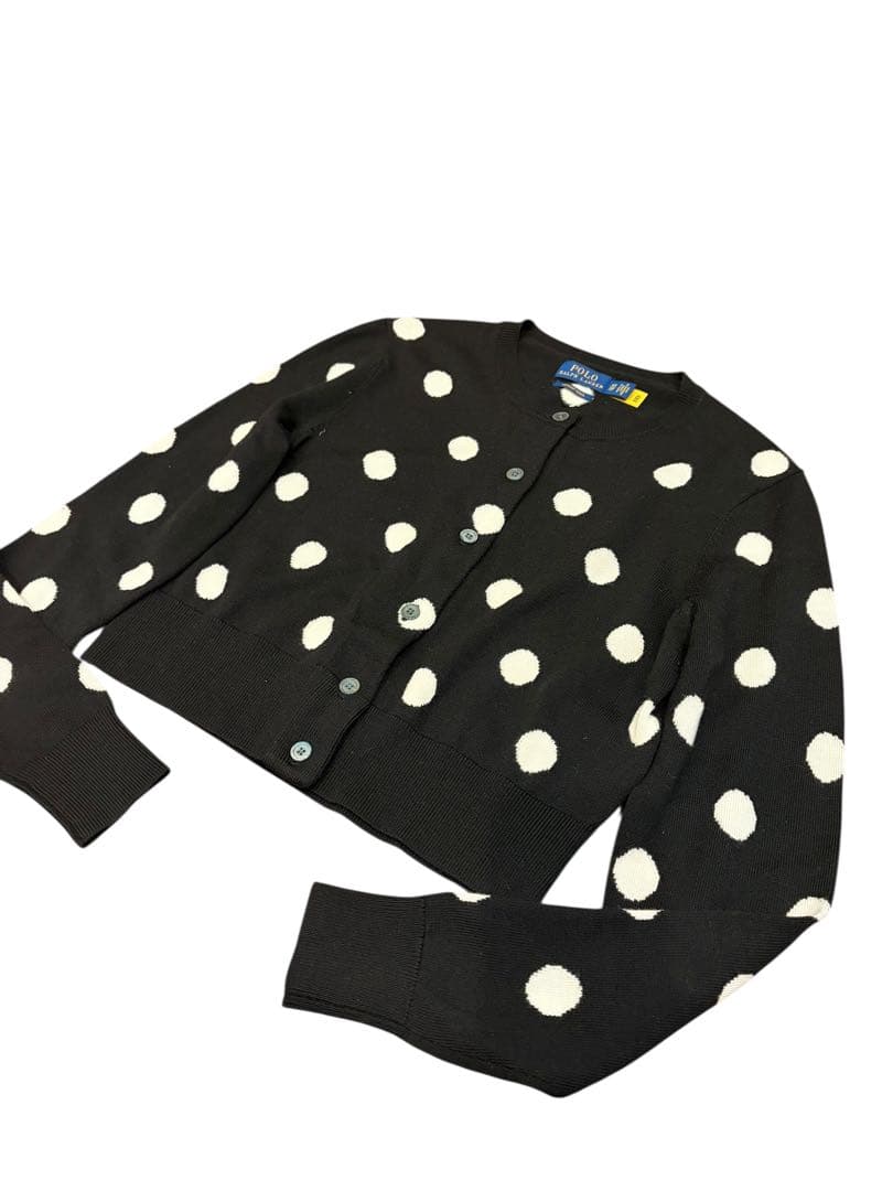 【未使用】ポロラルフローレン雑誌掲載ウール100%ドット柄ショートカーディガン