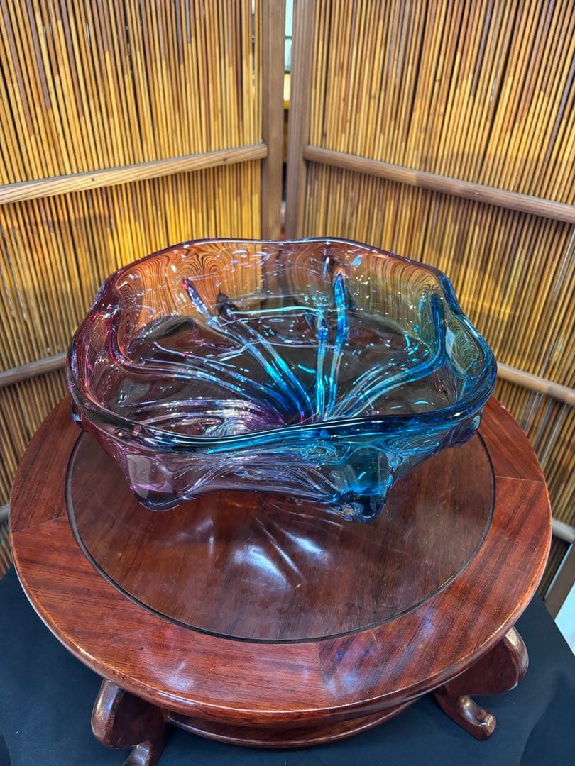 アートグラス　ガラス花瓶　お菓子入れ　アンティーク　昭和レトロ