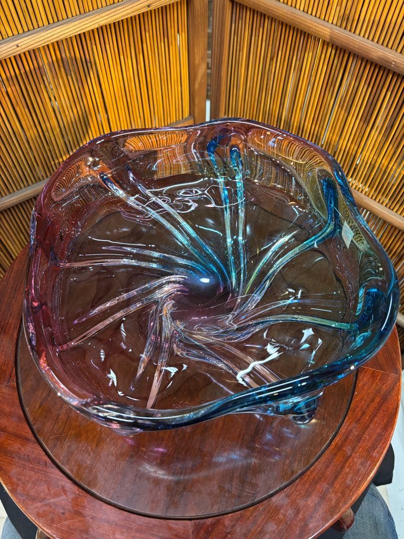 アートグラス　ガラス花瓶　お菓子入れ　アンティーク　昭和レトロ