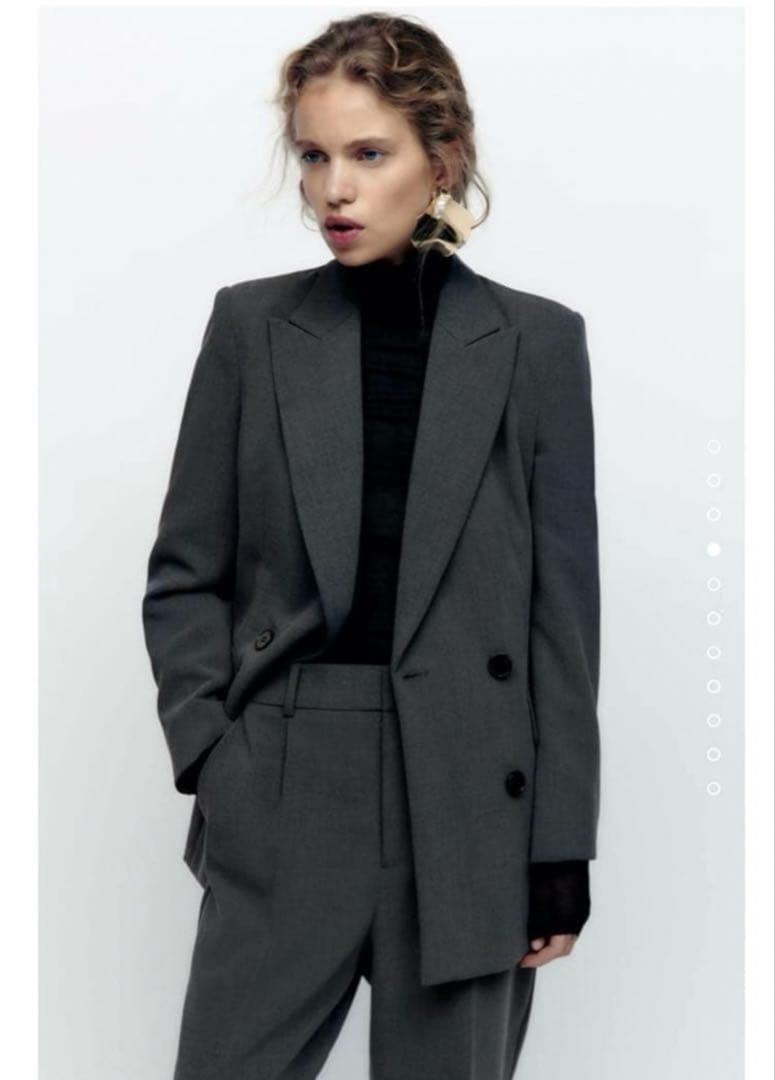 ZARA ダブルブレストスーツ　セットアップ　グレー