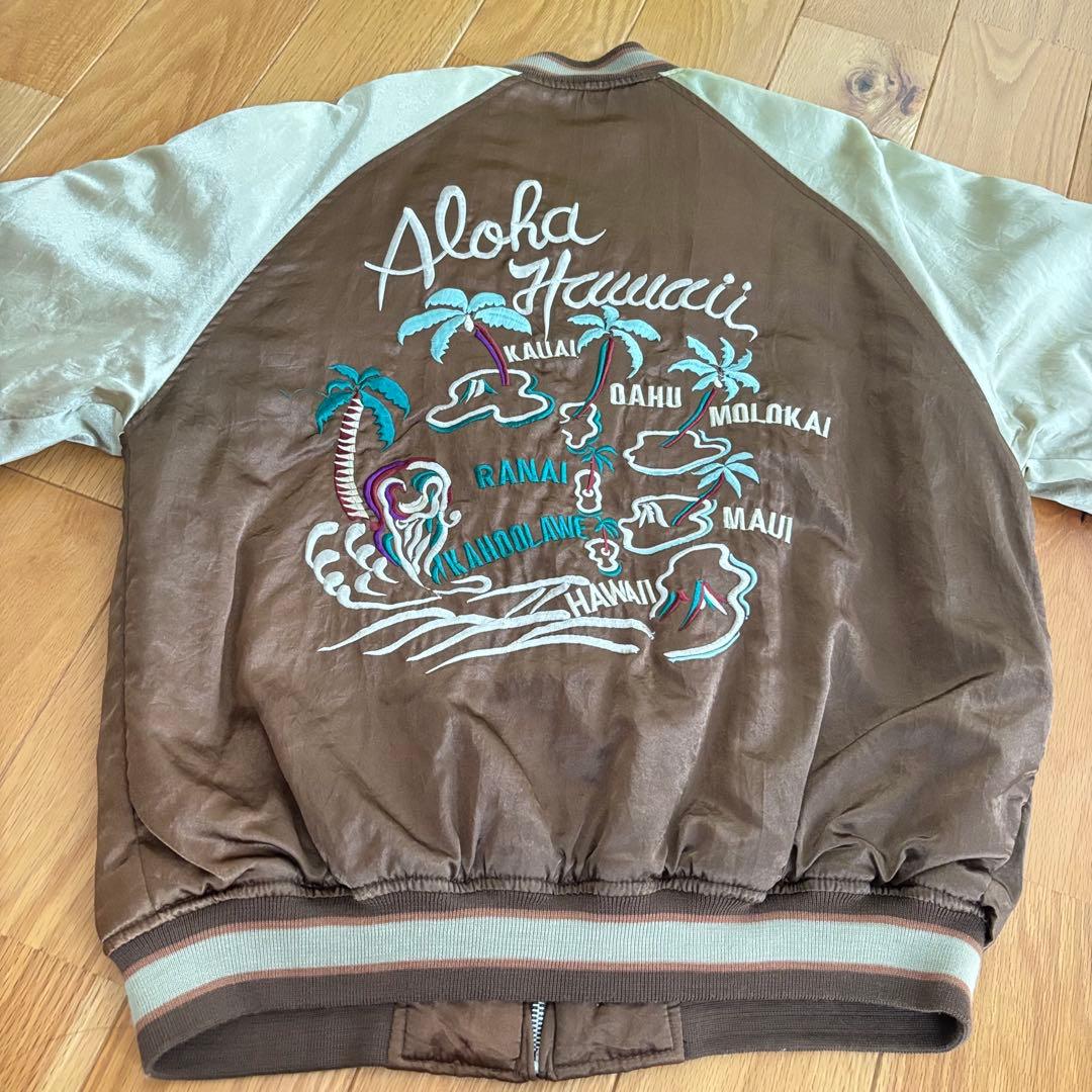 パームツリー刺繍 スカジャン ブラウン M ハワイ