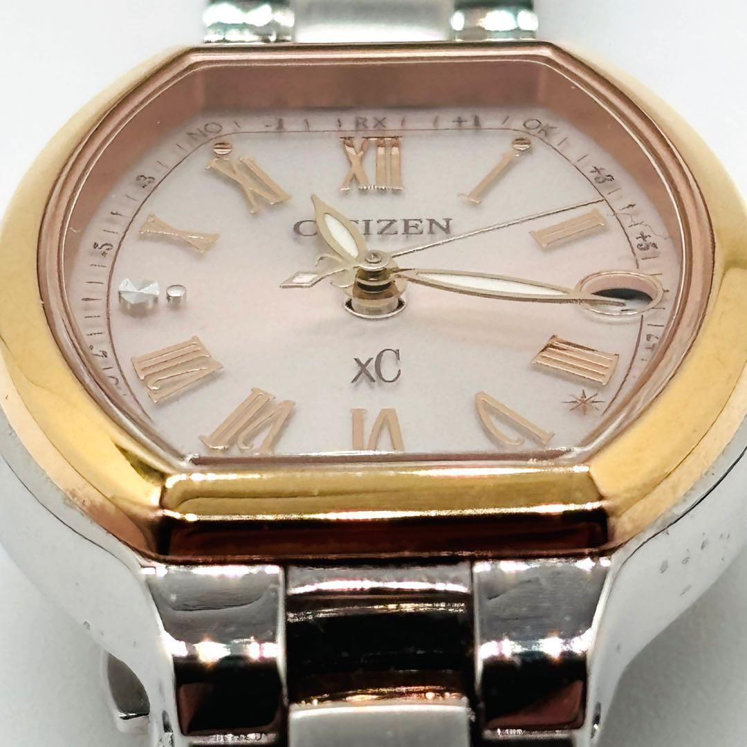 シチズン クロスシー 電波ソーラー ピンク レディース 腕時計 オクタゴン