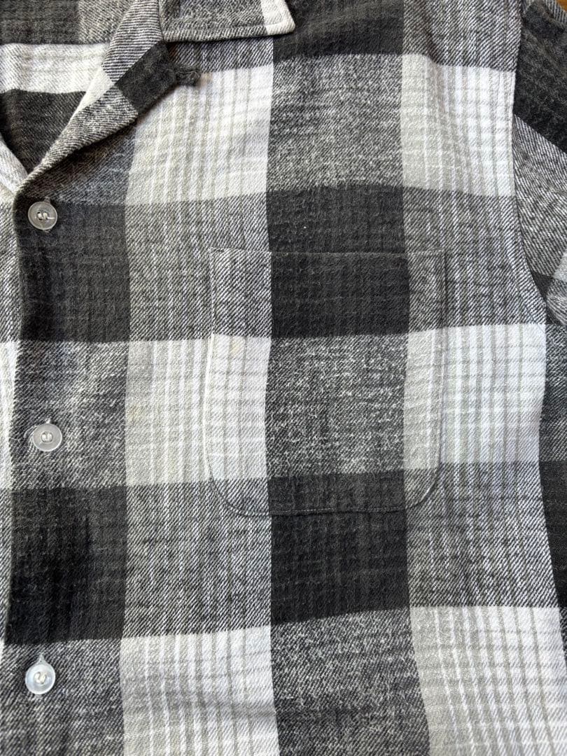 50s 60s オンブレ ブロックチェック フランネルシャツ XL