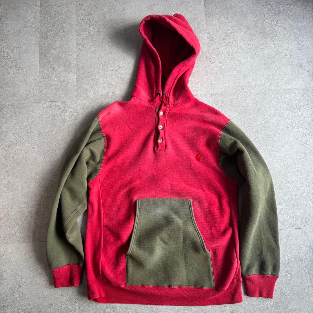 美品 USA製 カーハート パーカー 赤緑 希少ツートン