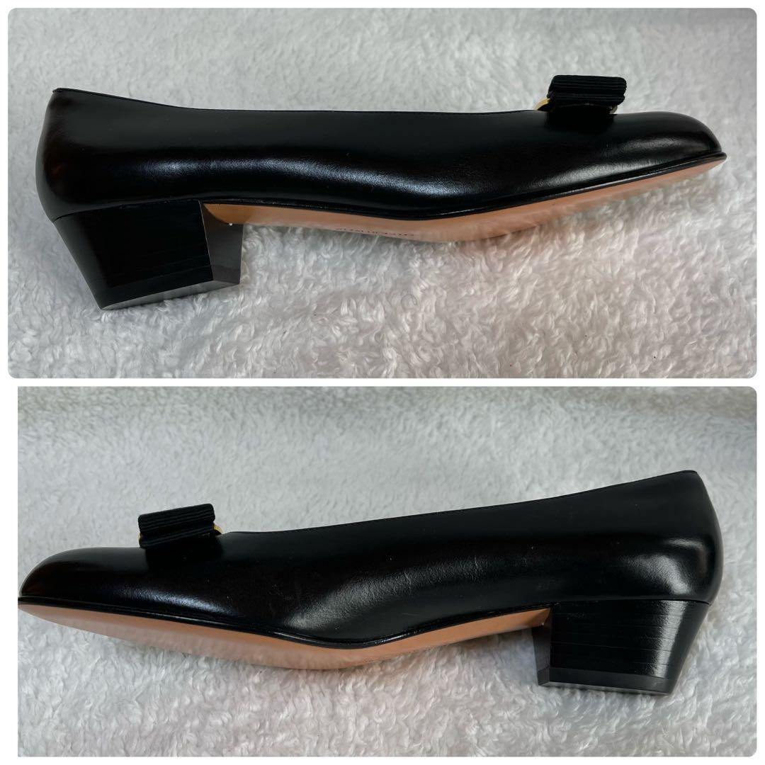 未使用 サルヴァトーレ フェラガモ パンプス ヴァラ リボン ブラック