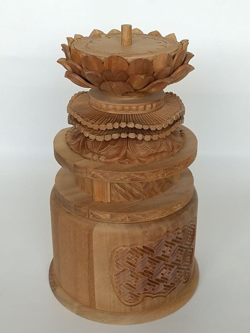 台座のみ 立像用【大】#492 背切 円型 ◆白檀 木彫 仏像付属品