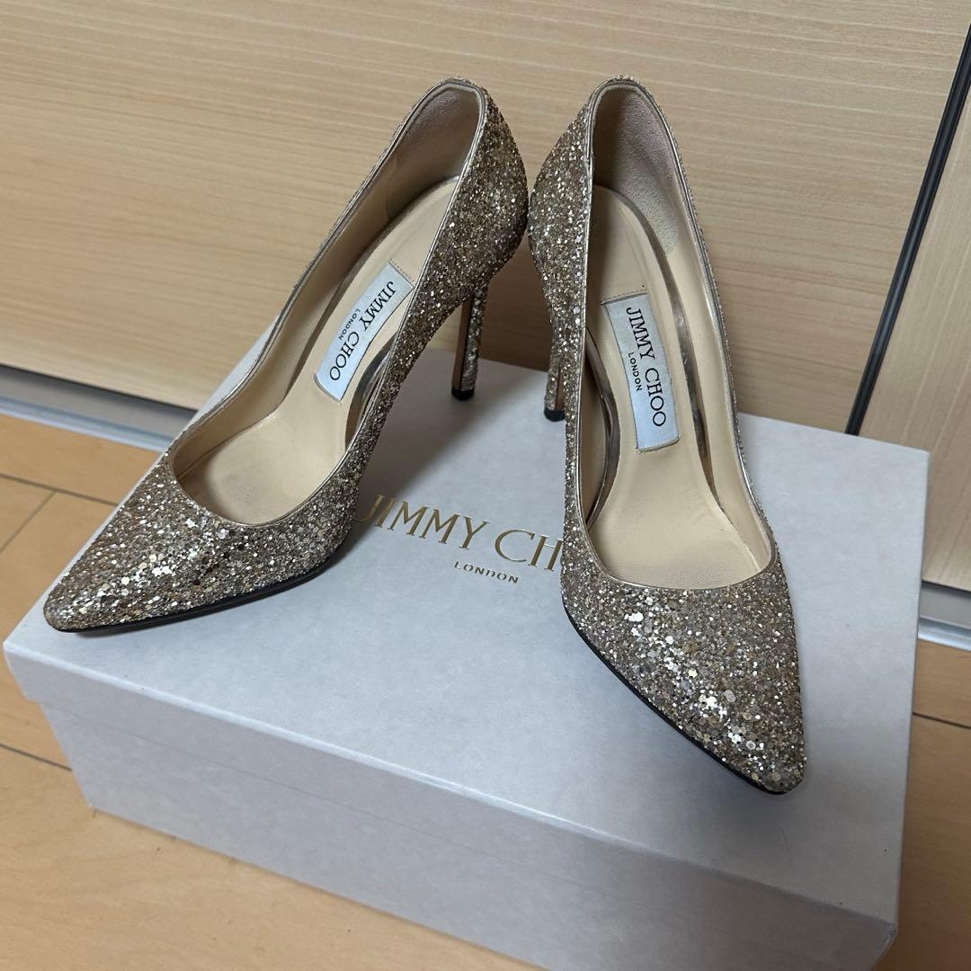 ジミーチュウ ブライダルシューズ ゴールド グリッター パンプス