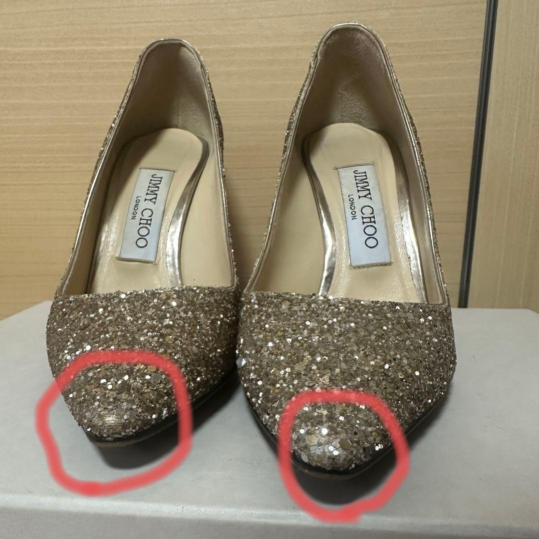 ジミーチュウ ブライダルシューズ ゴールド グリッター パンプス