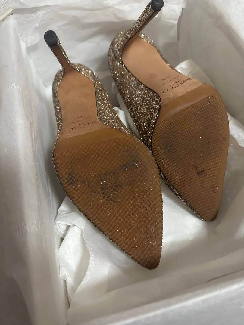 ジミーチュウ ブライダルシューズ ゴールド グリッター パンプス