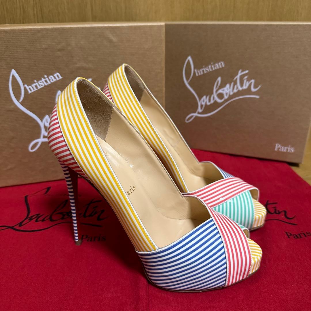 ルブタン カラフル ストライプ ヒール