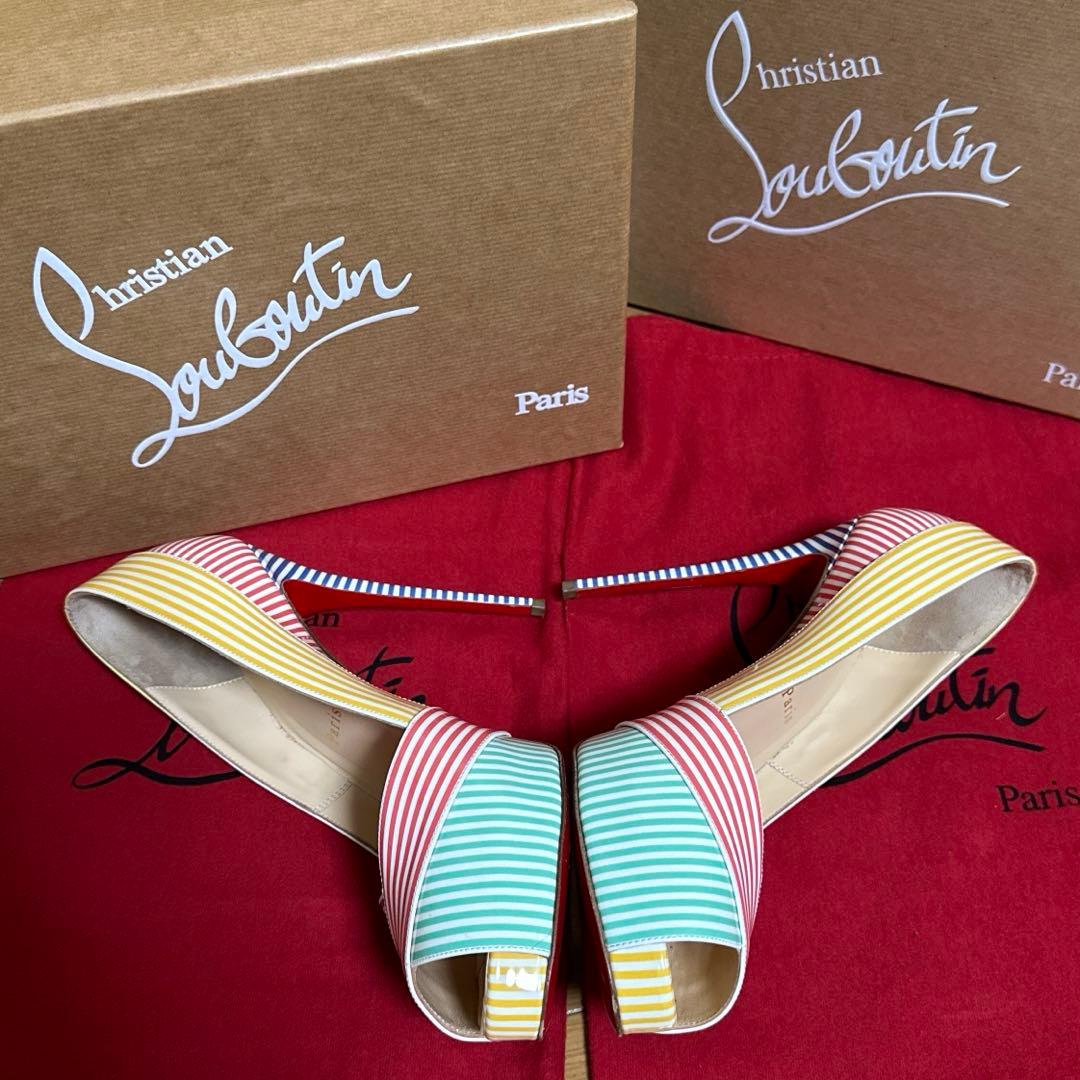 ルブタン カラフル ストライプ ヒール