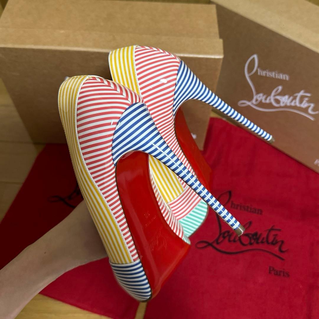 ルブタン カラフル ストライプ ヒール