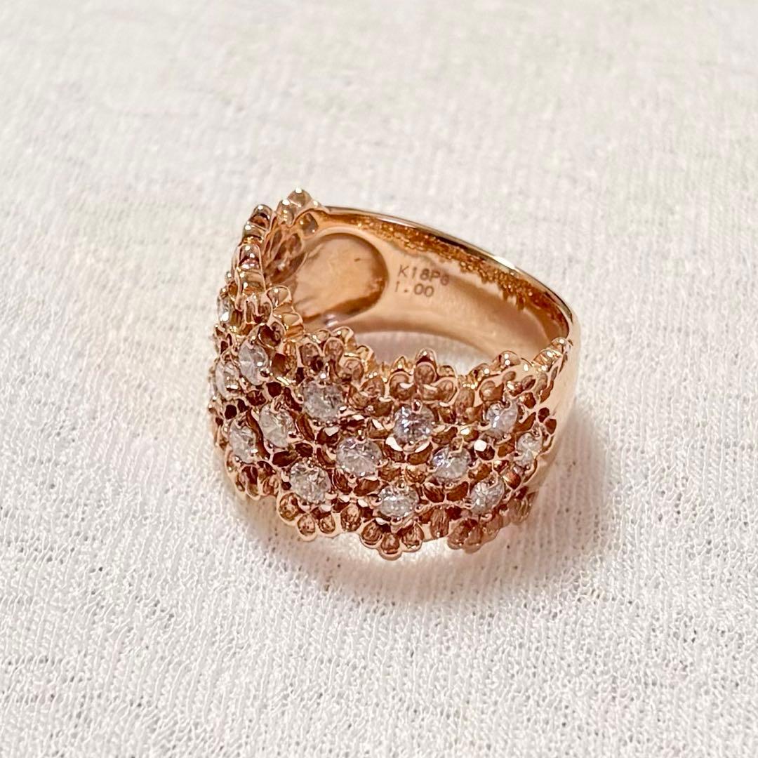 K18 PG ピンクゴールド リング ダイヤ1.00ct 11号