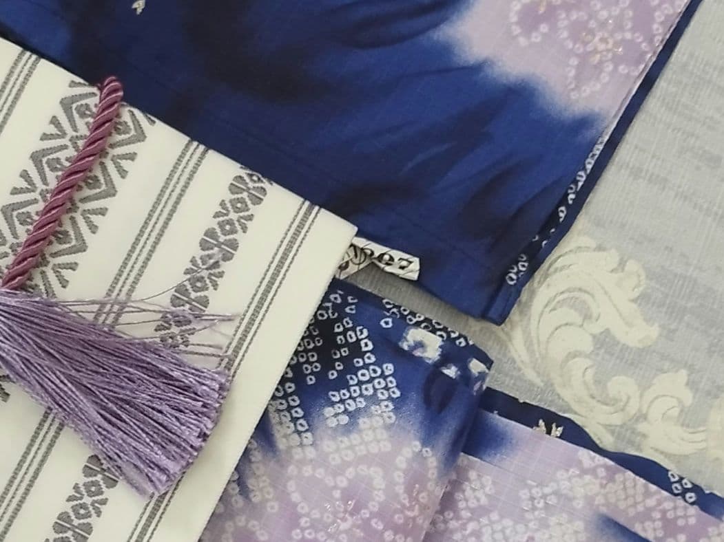 浴衣 紫陽花 絞り【クリーニング済】単品 帯無し