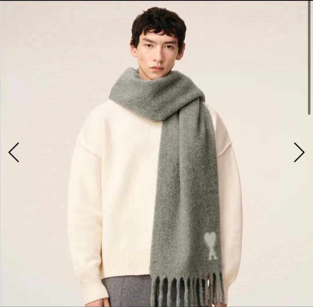ami paris アルパカマフラー グレー2025AW