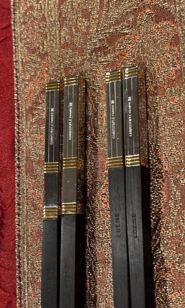 新品未使用　christofle 夫婦箸 2組と菜箸の３組セット　専用ケース付き