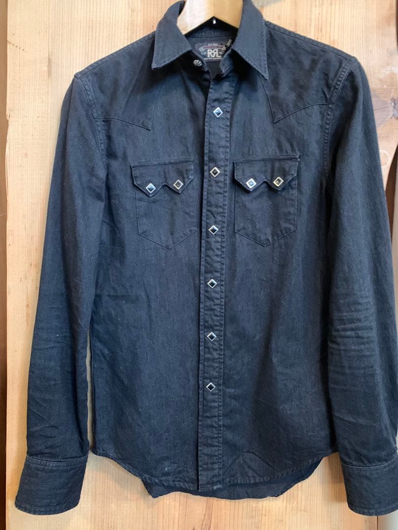 ま*ー様 RRL ダークブラックウエスタンシャツ
