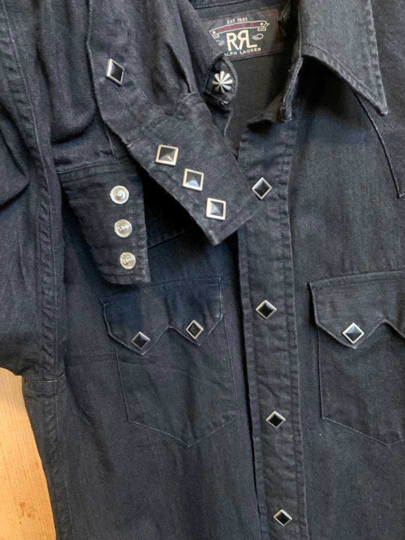 ま*ー様 RRL ダークブラックウエスタンシャツ