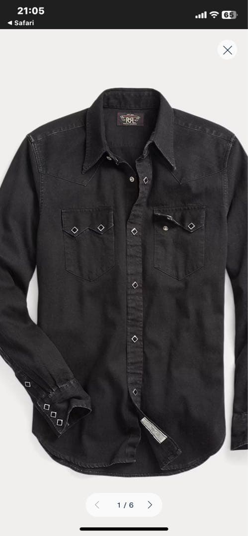 ま*ー様 RRL ダークブラックウエスタンシャツ