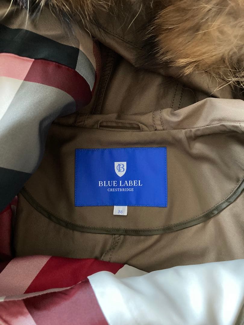 バーバリーブルーレーベルモッズコート フリース裏地 ファー付き