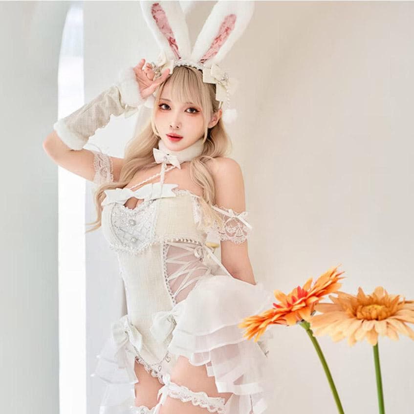 マリームーン ベルチュールツイードバニー　ホワイト/SMサイス