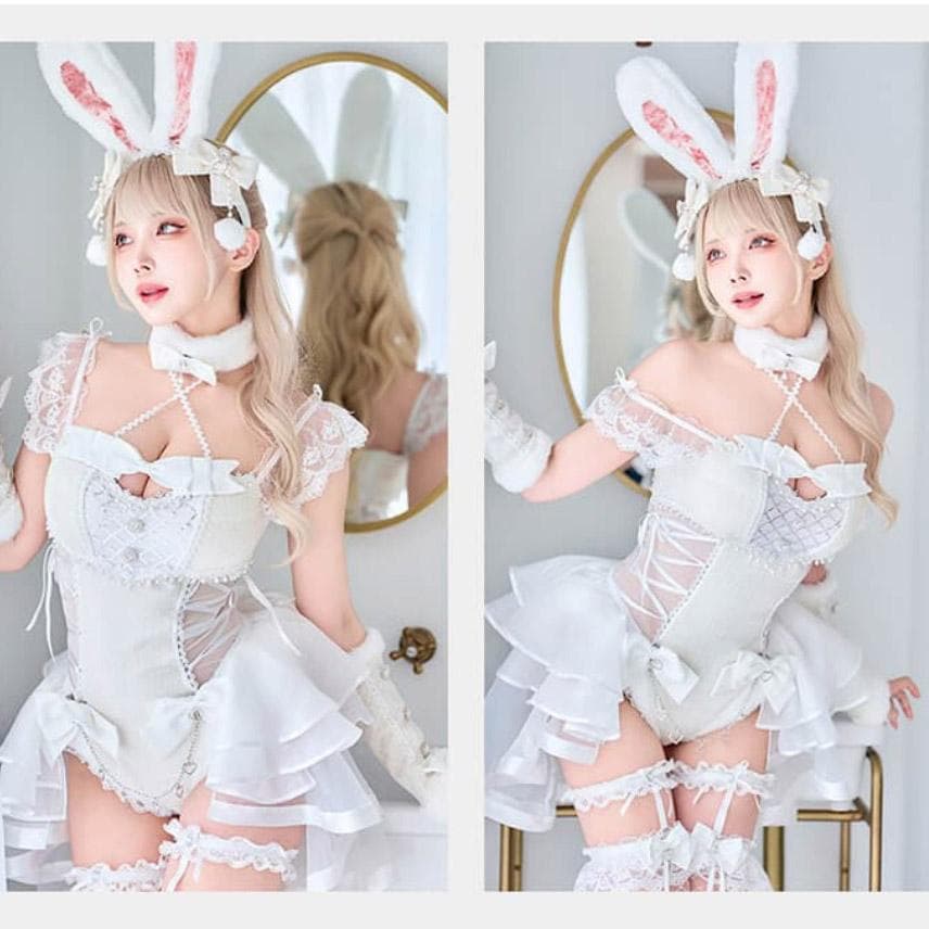 マリームーン ベルチュールツイードバニー　ホワイト/SMサイス