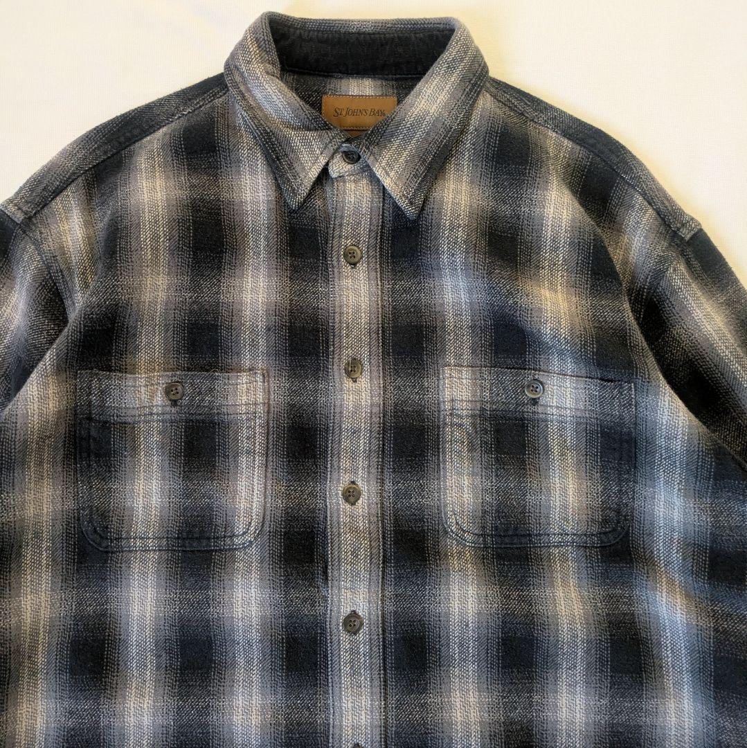 90s オンブレ　St.Johns Bay　ヘビネル　ネルシャツ　好配色　L　黒
