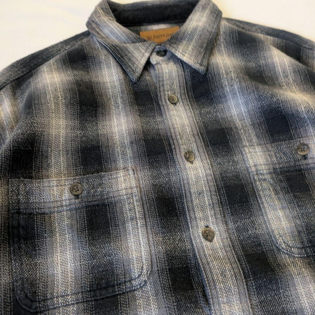 90s オンブレ　St.Johns Bay　ヘビネル　ネルシャツ　好配色　L　黒