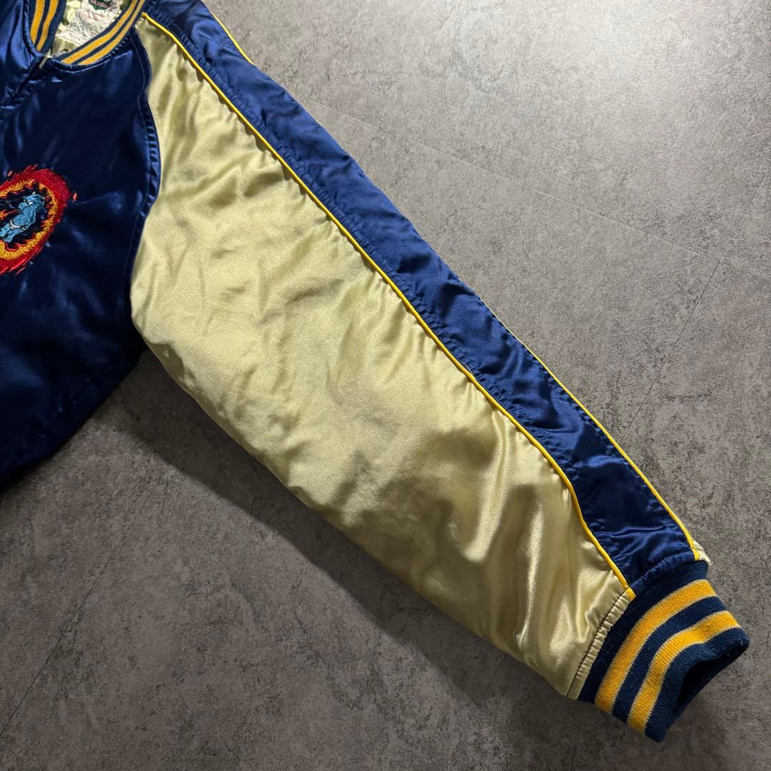 【極絶品】テッドマン　L スカジャン　サテン　ワッペン　バックロゴ　短丈　Y2K