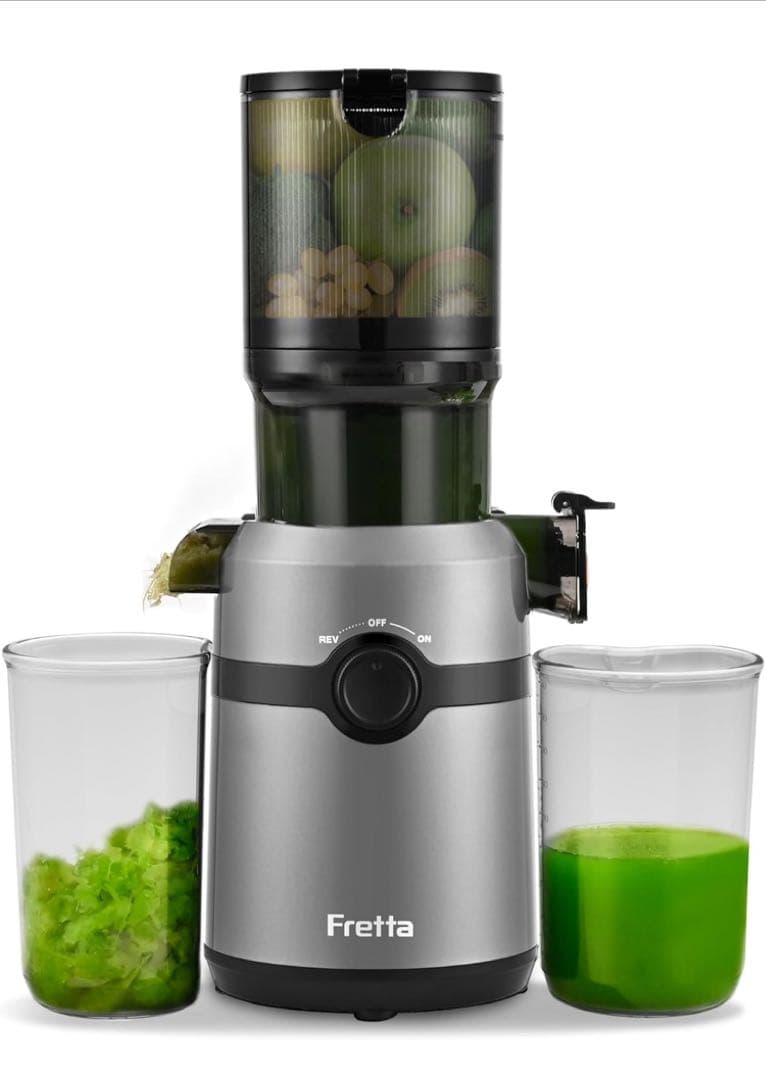 Fretta ジューサー 10.8cm 広い投入口 1L大容量 スロージューサー