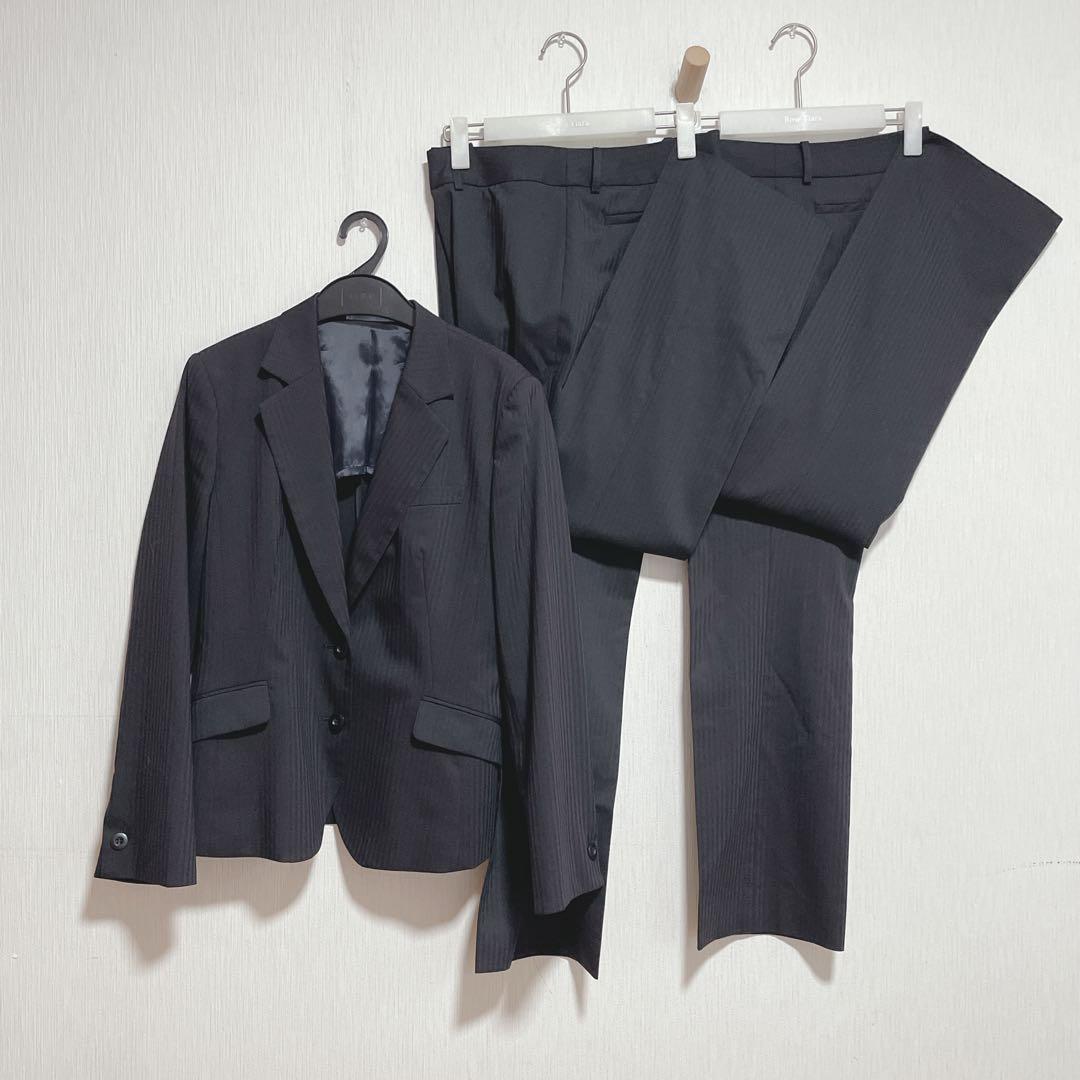 LES￼ MUSE スーツセット　L パンツスーツ　3点　黒 ウオッシャブル