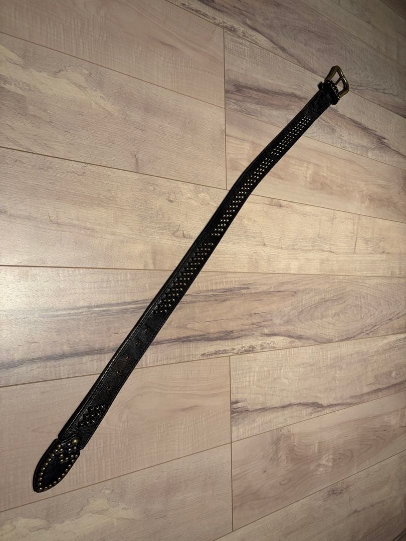 CALEE スタッズ付き黒レザーベルト　w29