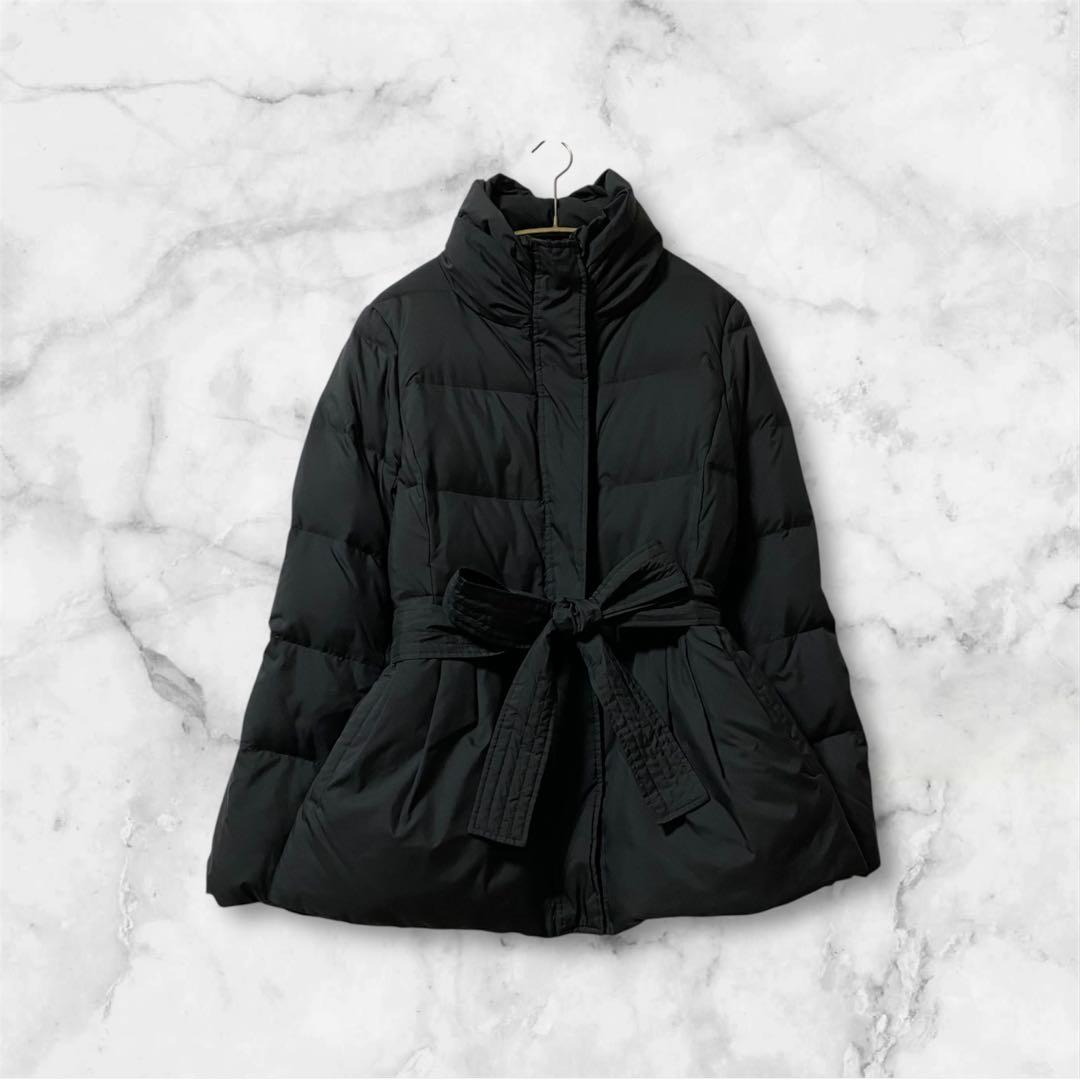 ソニアリキエル　ダウン80%ショートコート　ペプラム　リボン　大きめ　LL 黒