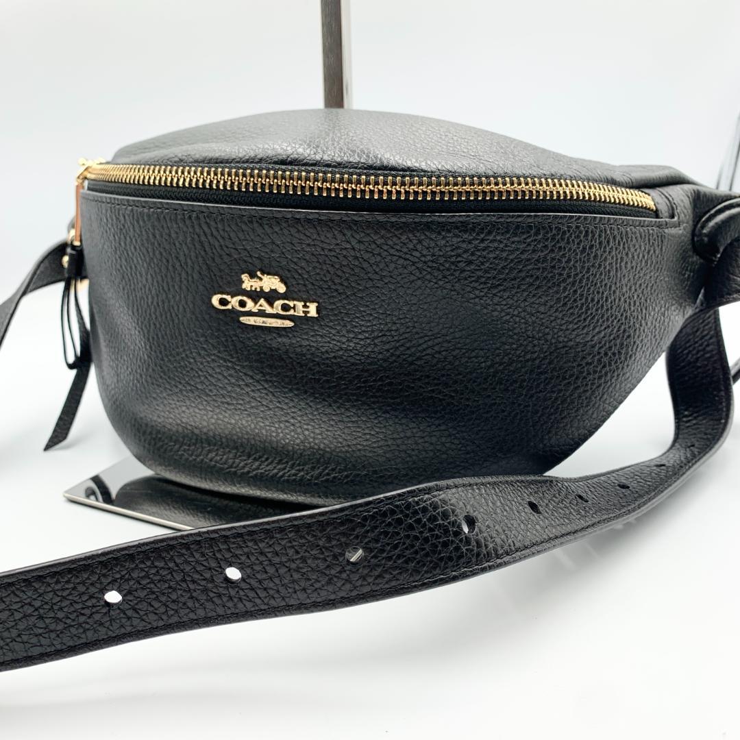 【choco様】コーチ ボディバッグ レザー 斜め掛け ショルダーバッグ 黒