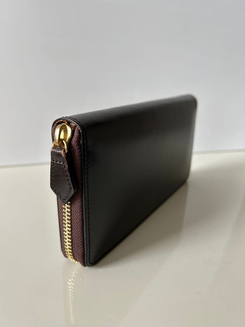 【美品】ココマイスター コードバン 長財布　ラウンドジップ 焦茶色 袋付き