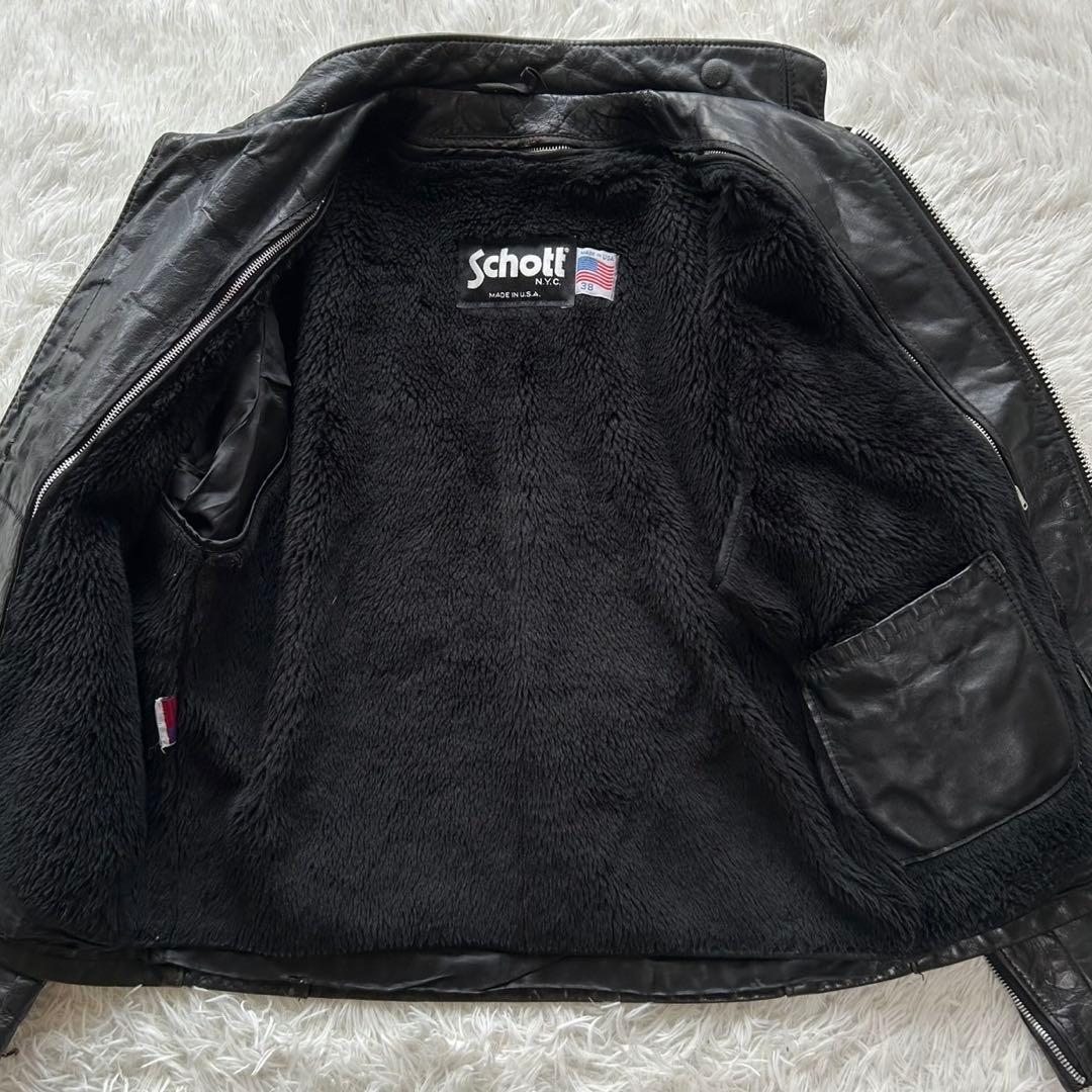 SCHOTT 641 シングルライダースジャケット ボアライナー 38 L相当