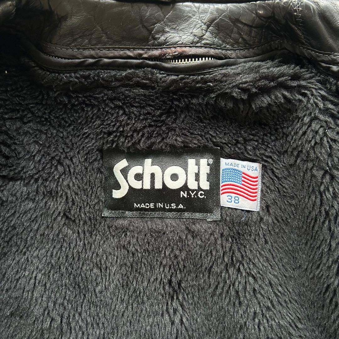 SCHOTT 641 シングルライダースジャケット ボアライナー 38 L相当
