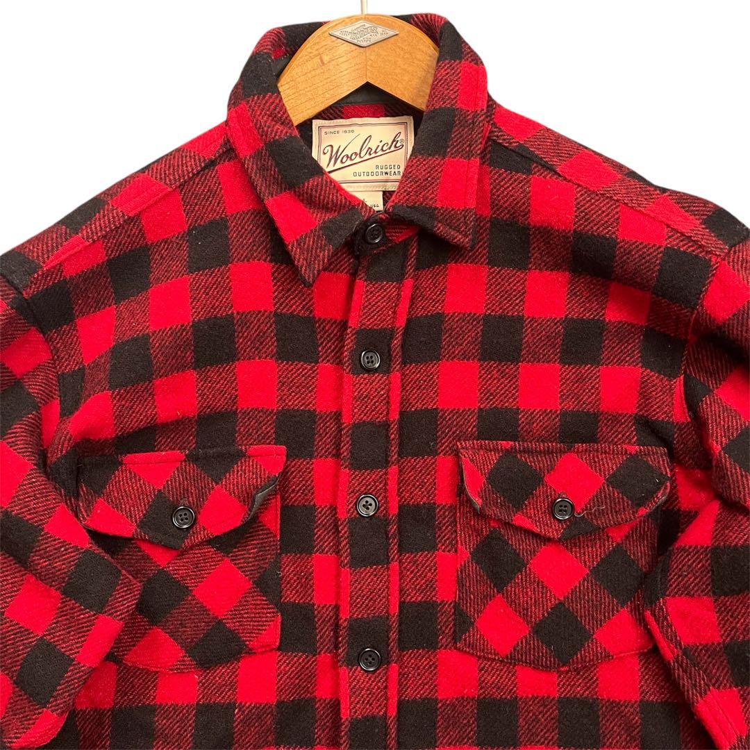 【USA製】WOOLRICH 90sバッファロー ブロック チェックウールシャツ