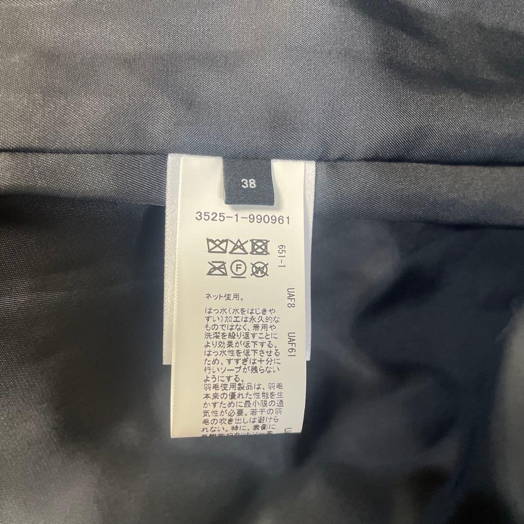 【新品　今季】撥水　キルティング　ライト　ダウンコート　ネイビー　ノーカラー　M