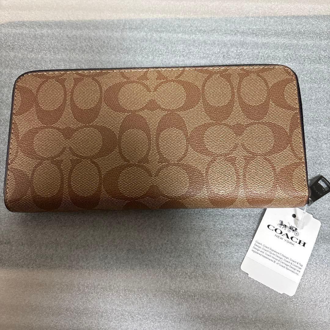 COACH メンズ 長財布 タン PVC ファスナー 新品