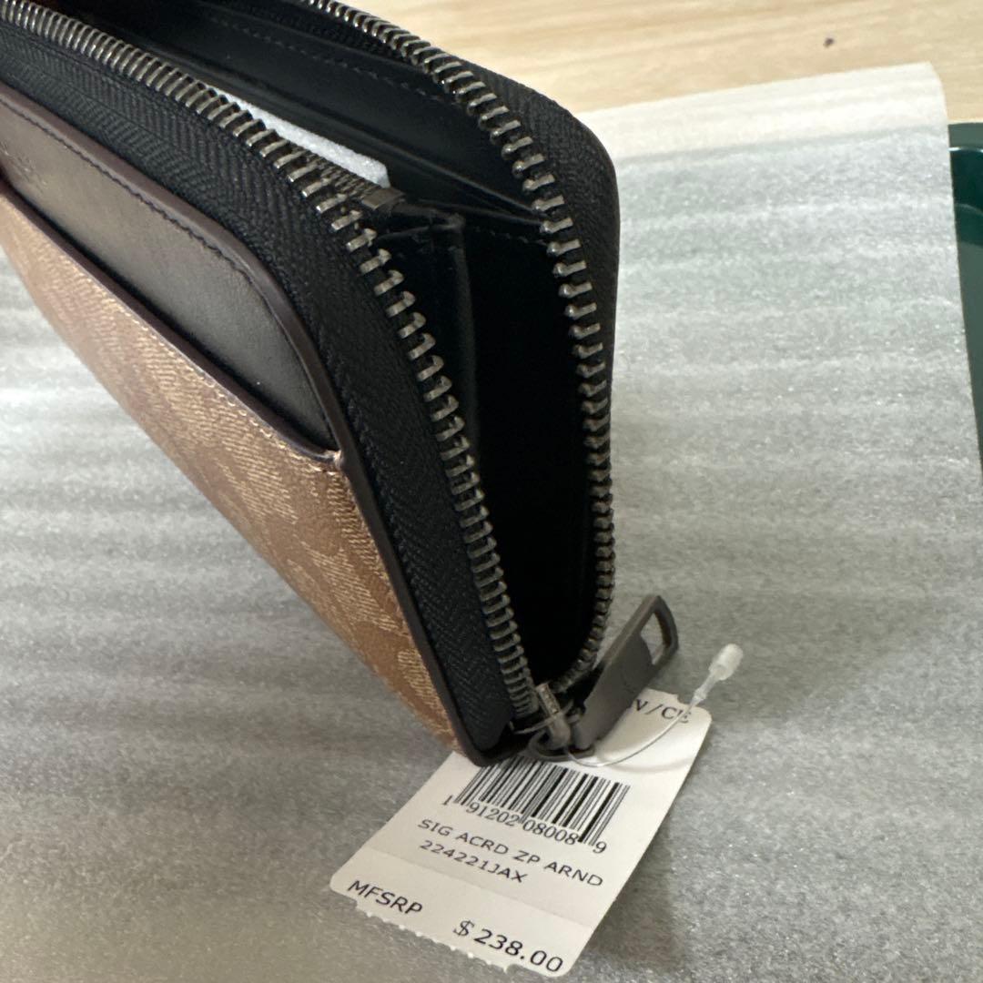 COACH メンズ 長財布 タン PVC ファスナー 新品