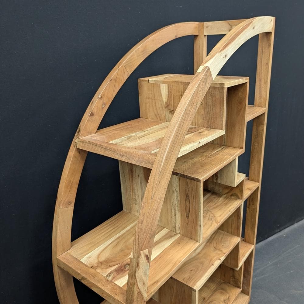 美品　ノーチェ　アカシア　無垢　飾り棚　シェルフ　本棚　ブックシェルフ　オープン