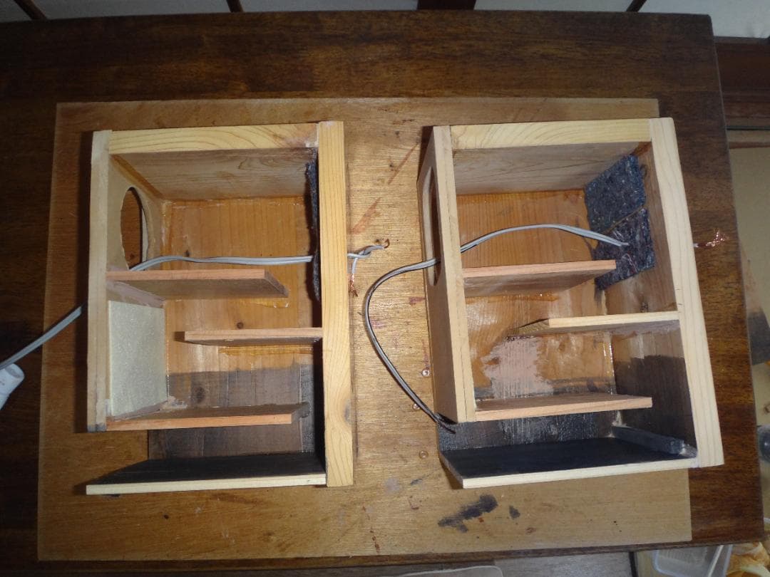 自作　ミニバックロードホーンスピーカー　BTアンプ付き