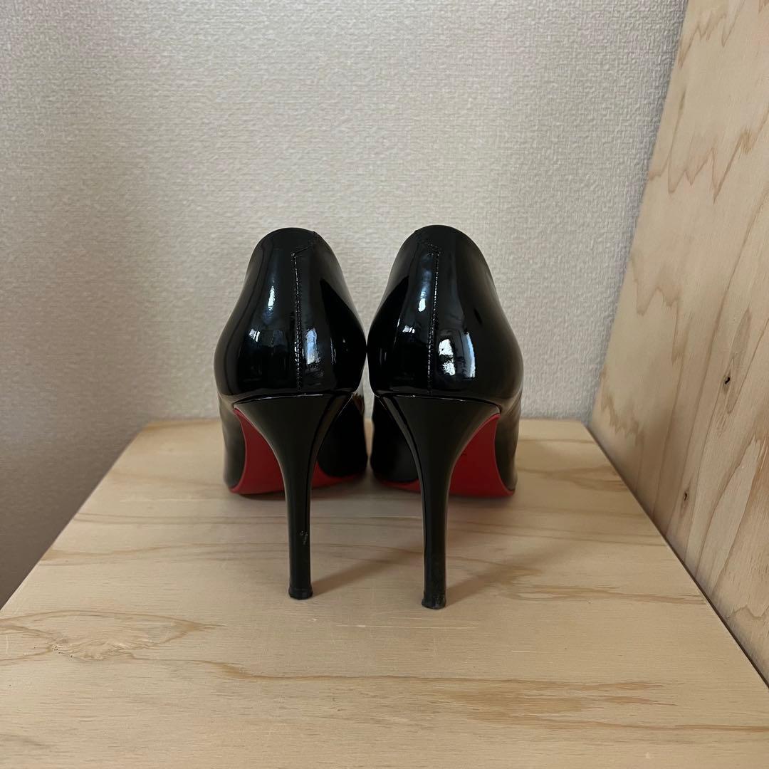 【美品】DIANA ブラック ポインテッドトゥハイヒール レッドソールエナメル