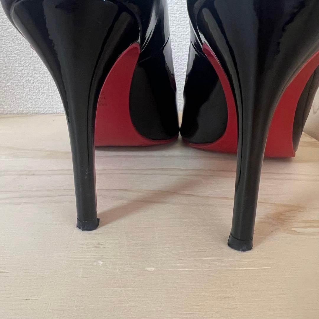 【美品】DIANA ブラック ポインテッドトゥハイヒール レッドソールエナメル