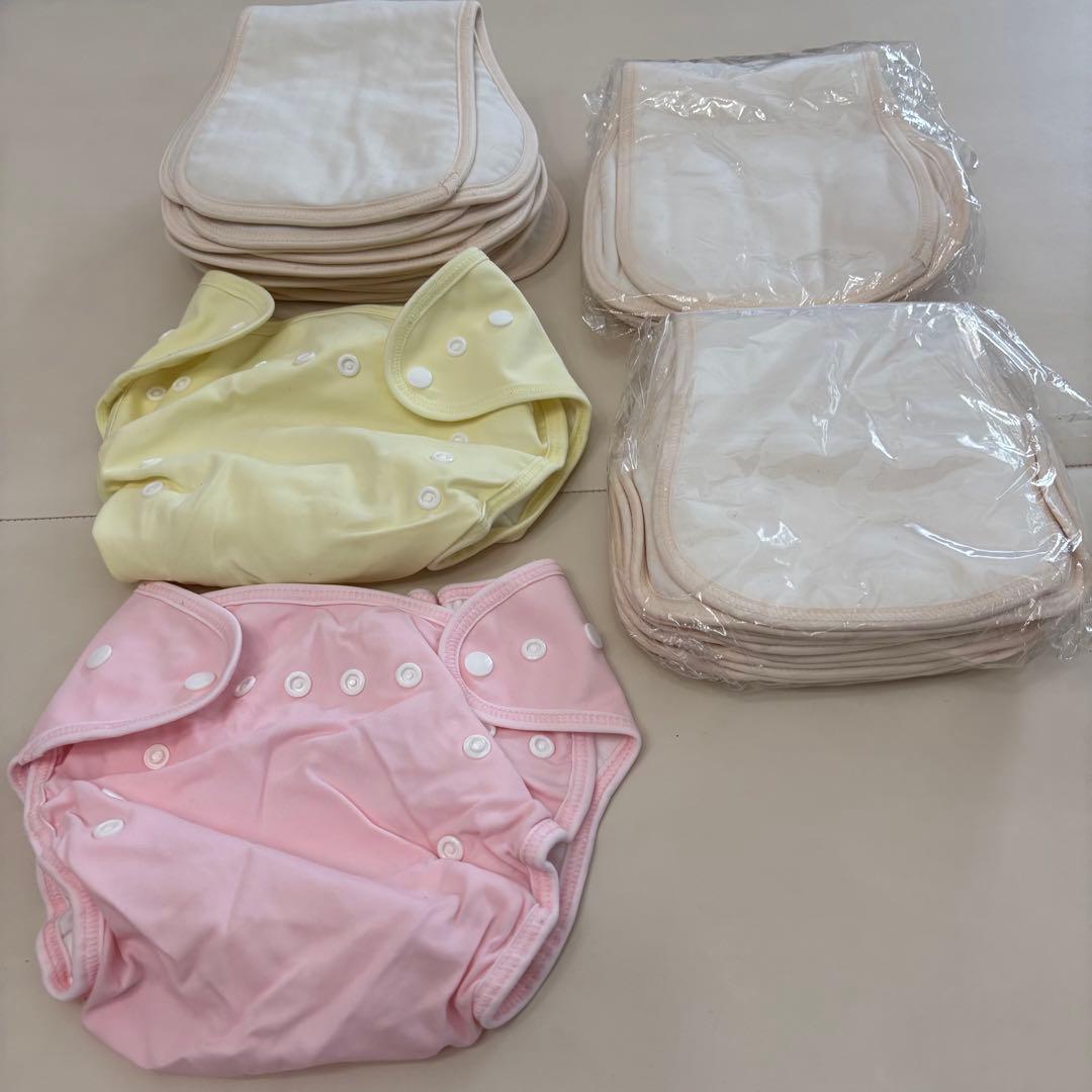 【新品未使用】オーガニックコットン100%布おむつ15枚＋オムツカバー2枚セット