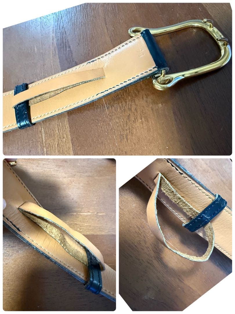 エルメス　ヴィンテージ　ベルト　90 メンズ　黒　ゴールド金具　鎧　ベルト