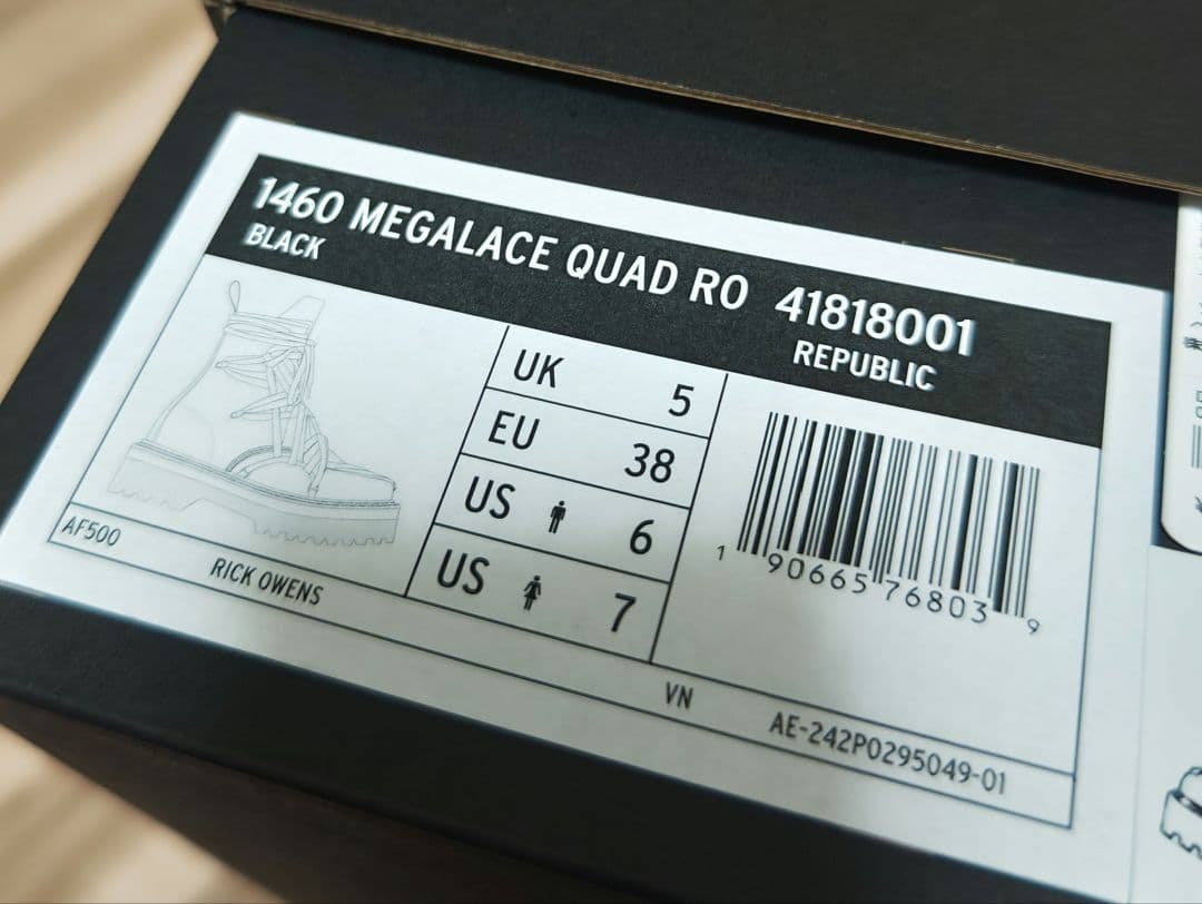 24 マーチン Rick Owens 1460 MEGALACE BOOT