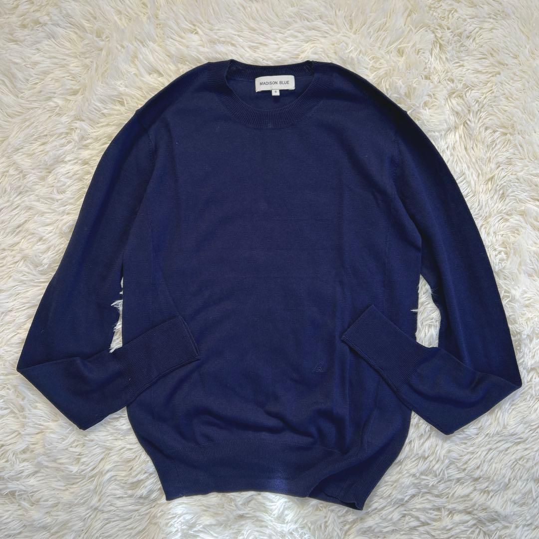 ✨美品✨マディソンブルー カシミヤシルク クルーネックニット ロゴ刺繍