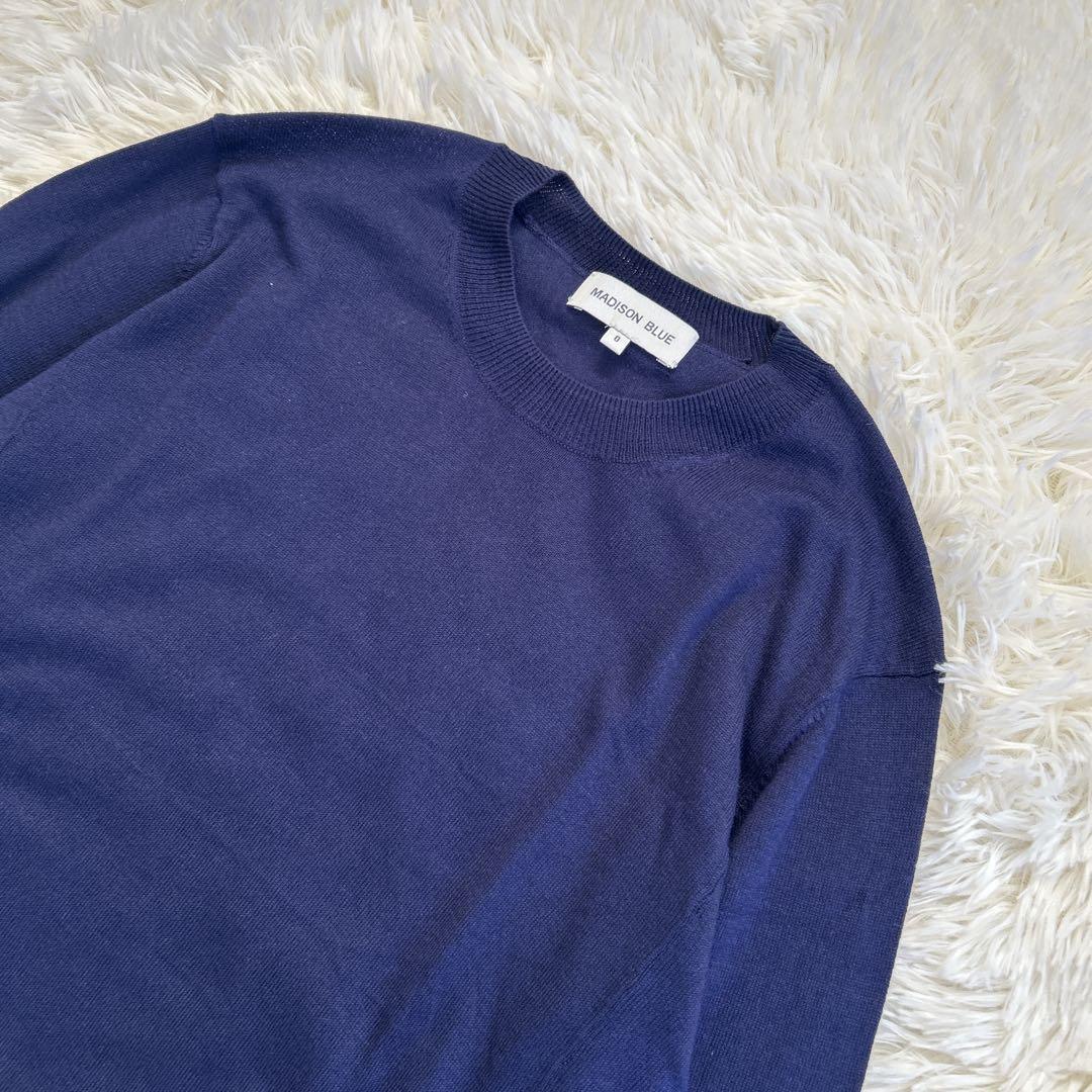 ✨美品✨マディソンブルー カシミヤシルク クルーネックニット ロゴ刺繍
